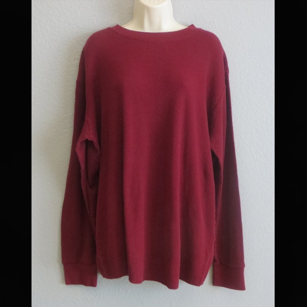 Kings Court Burgundy Long Sleeve Waffle Knit Top